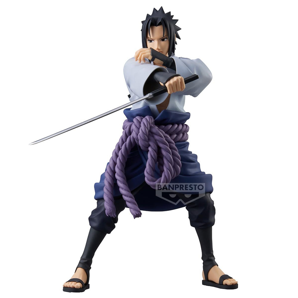 Banpresto Naruto Sasuke Grandista official licensed figure with Bandai Namco branding.