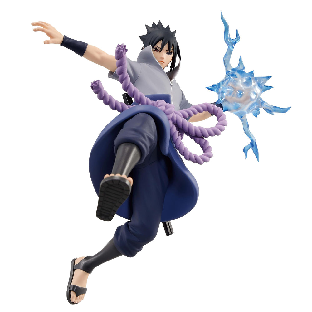 Banpresto Naruto Shippuden Effectreme Sasuke figure, front view, ideal for dynamic shelf display.