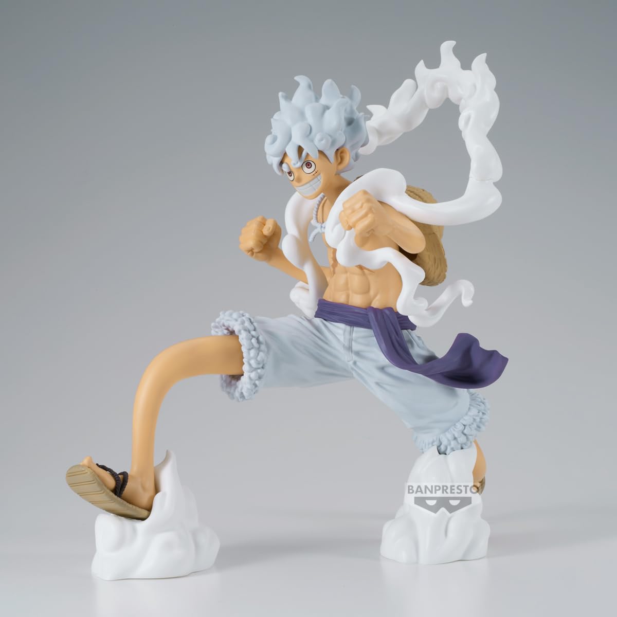 Banpresto One Piece Gear 5 Luffy box-label—authentic licensing cue for collectors.