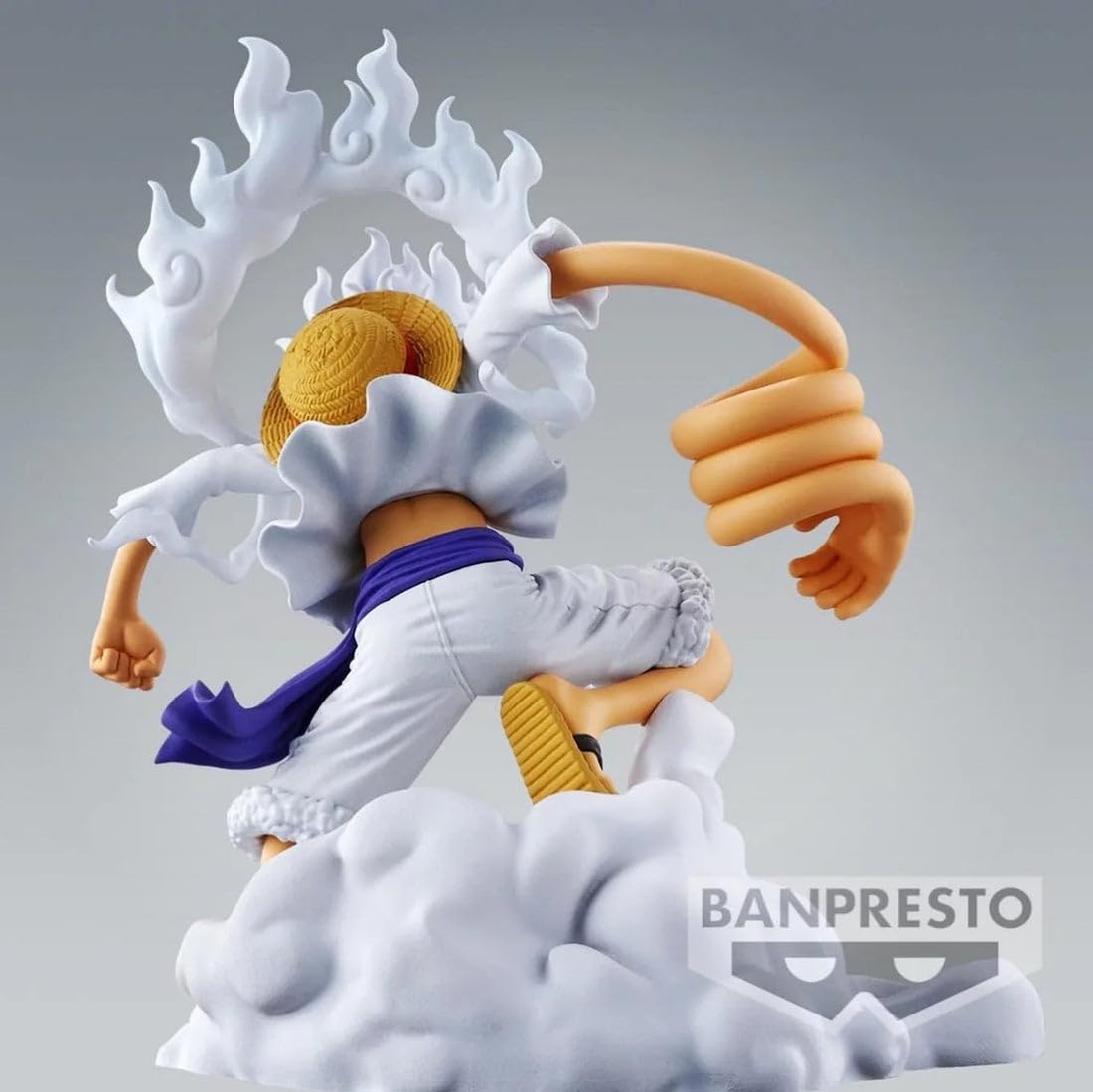 Banpresto Luffy Gear 5 12cm figure in dynamic pose for action-ready display.