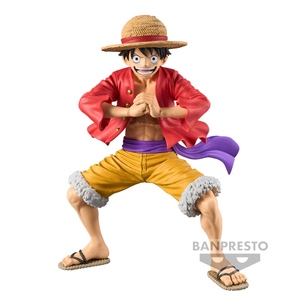 Banpresto One Piece Monkey D. Luffy Grandista figure ready to boost display with Bandai figures.