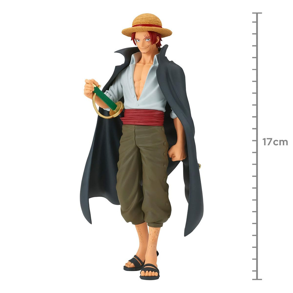 Banpresto One Piece Shanks packaging shows Bandai Namco label for authentic collection.