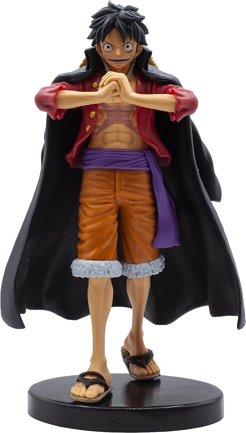 Banpresto The Shukko Monkey D. Luffy statue on a display stand for desk or shelf display.