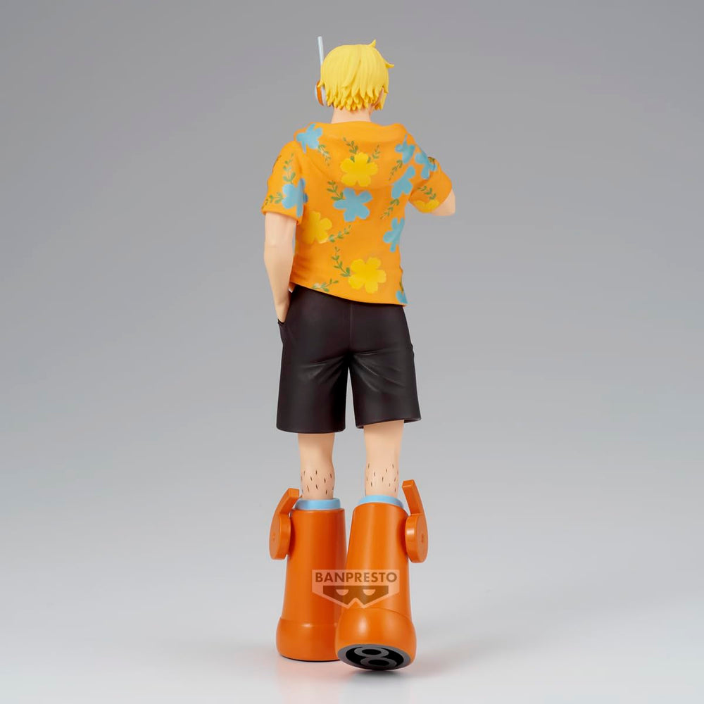 Banpresto Sanji Egghead Shukko figure on display stand.