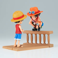 Banpresto WCF Luffy Ace figure, detailed sculpt for display with other WCF figures.