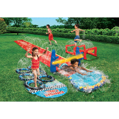 BANZAI Aqua Blast water hurdles offer a playful obstacle challenge in the yard