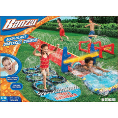 BANZAI Aqua Blast water slide for backyard fun and refreshing spray