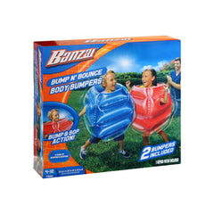 BANZAI Bump N' Bounce red and blue bumpers create a safe play space.