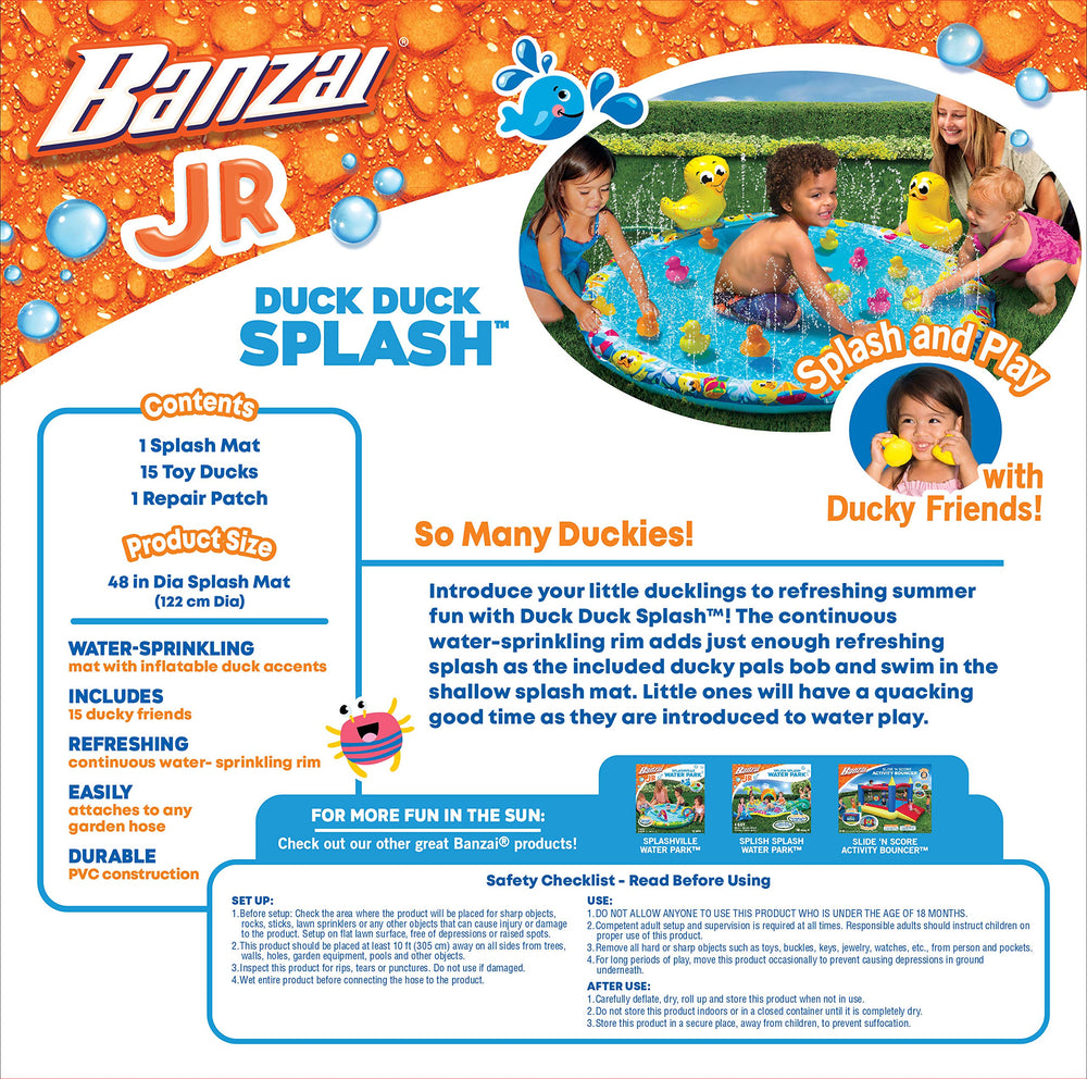 BANZAI Duck Splash kids enjoying water play on a shallow splash mat.