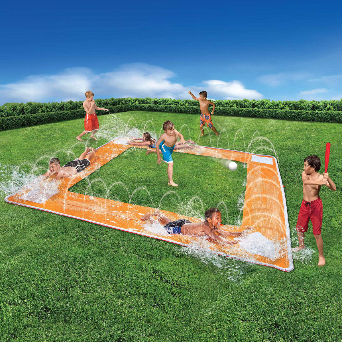 BANZAI Grand Slam Baseball Water Slide ready for backyard fun