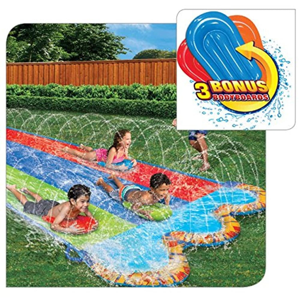 Banzai Triple Racer 16ft slide ready for backyard competition and fun.