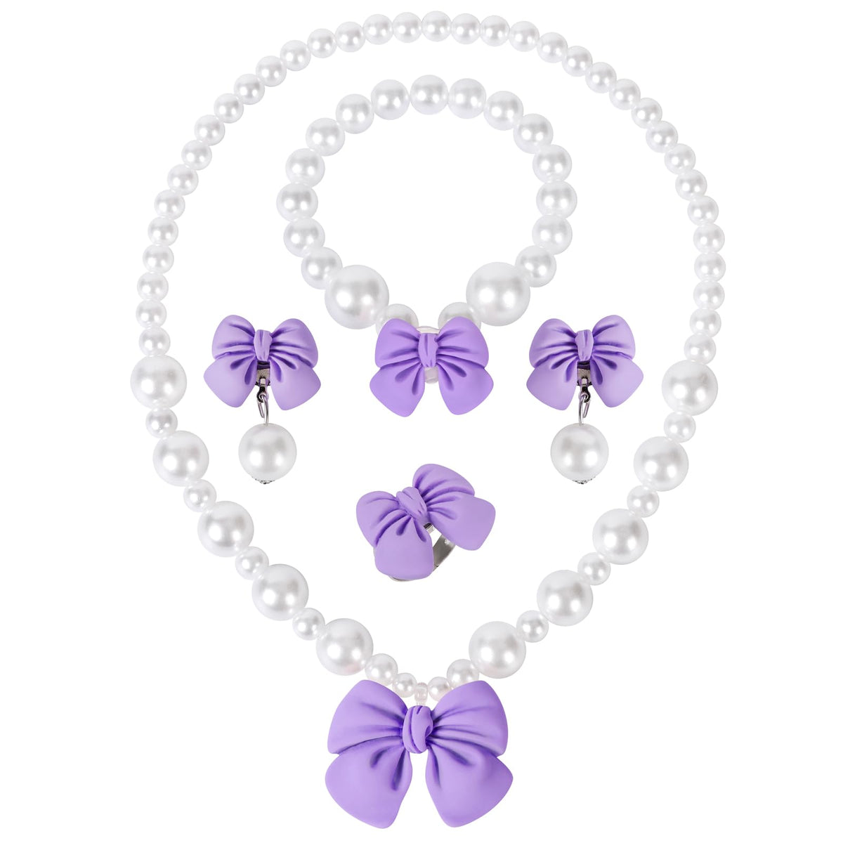 BAOBAOJOY purple bow necklace for little princesses, part of the jewelry set.