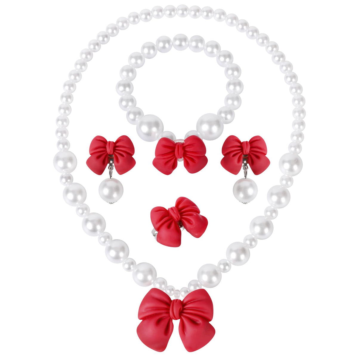 BAOBAOJOY princess necklace with bow pendant for playful dress-up outfits.