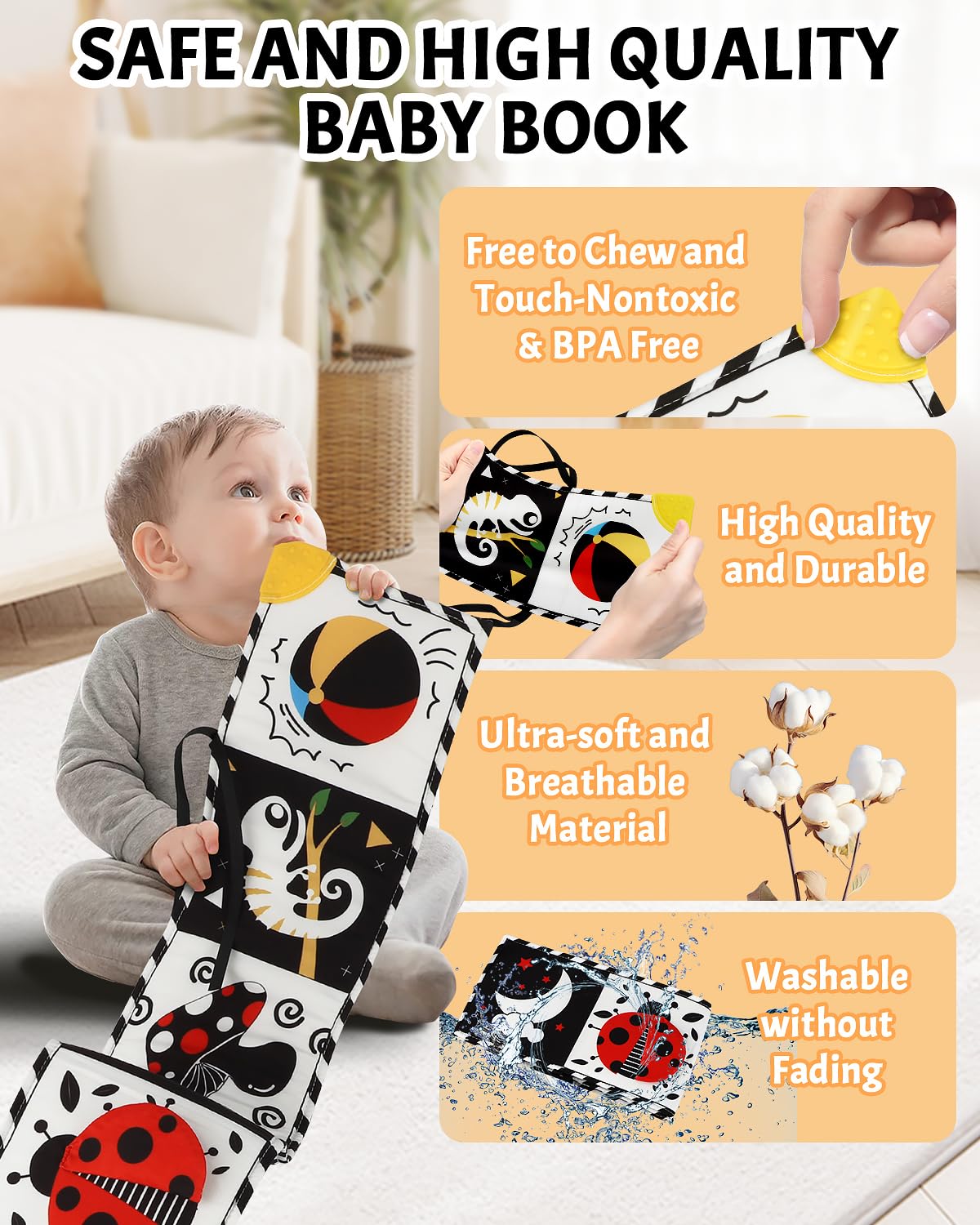 Baobrava black and white patterns stimulate newborn perception and attention