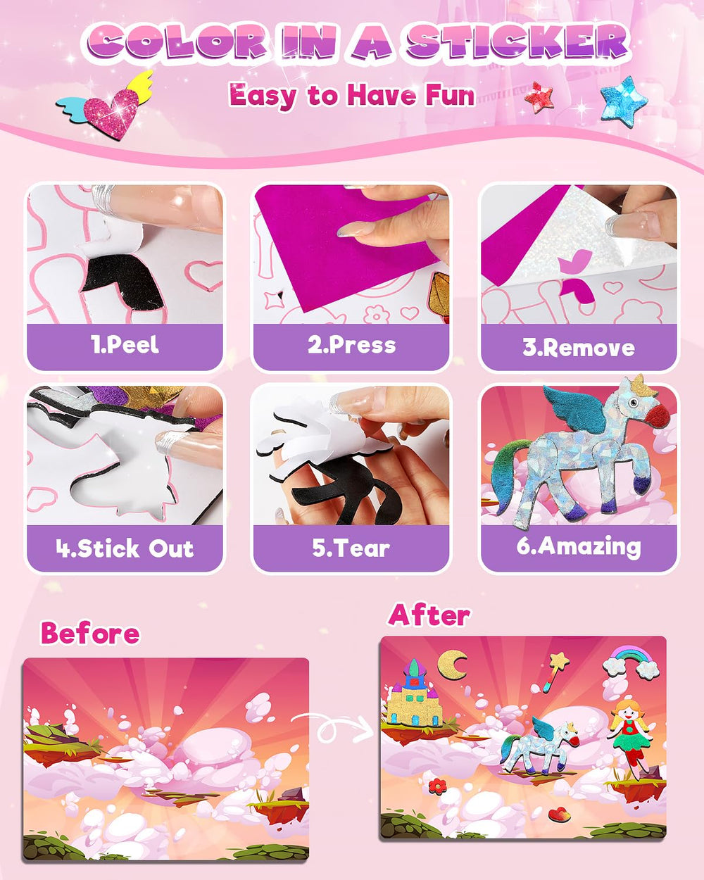 Baobrava Foil sheets add shimmering accents to kid-friendly art projects.