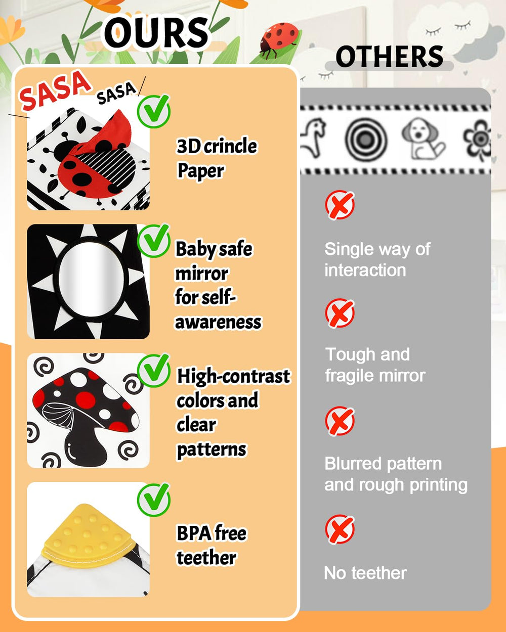 Baobrava side rope allows easy attachment to cribs, car seats, and strollers