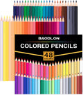 BAODLON 48-count colored pencils bulk pack, vibrant hues for imaginative drawing