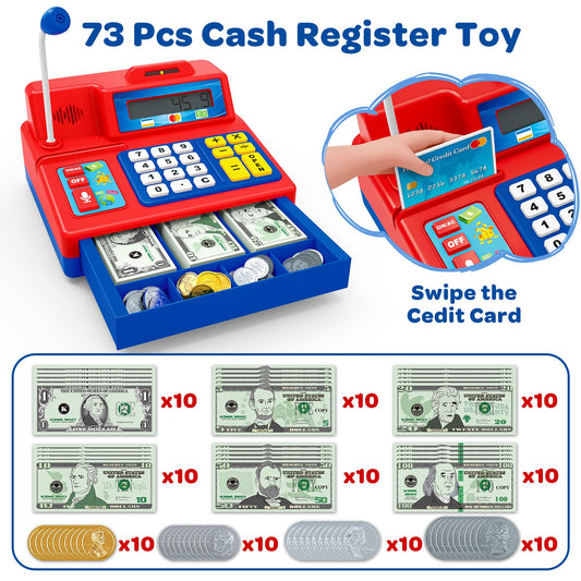 BAODLON cash register with microphone and sound effects enhances role play.