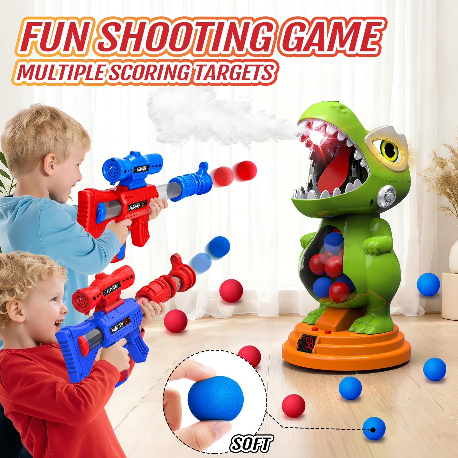 BAODLON dinosaur belly stores balls for quick cleanup