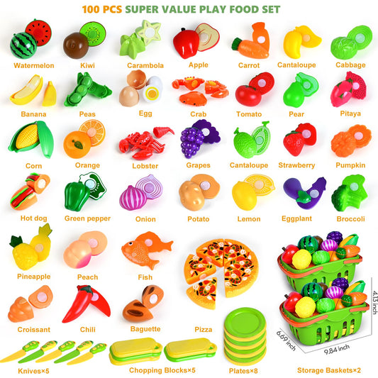 BAODLON fake food fruits and vegetables for realistic pretend play.