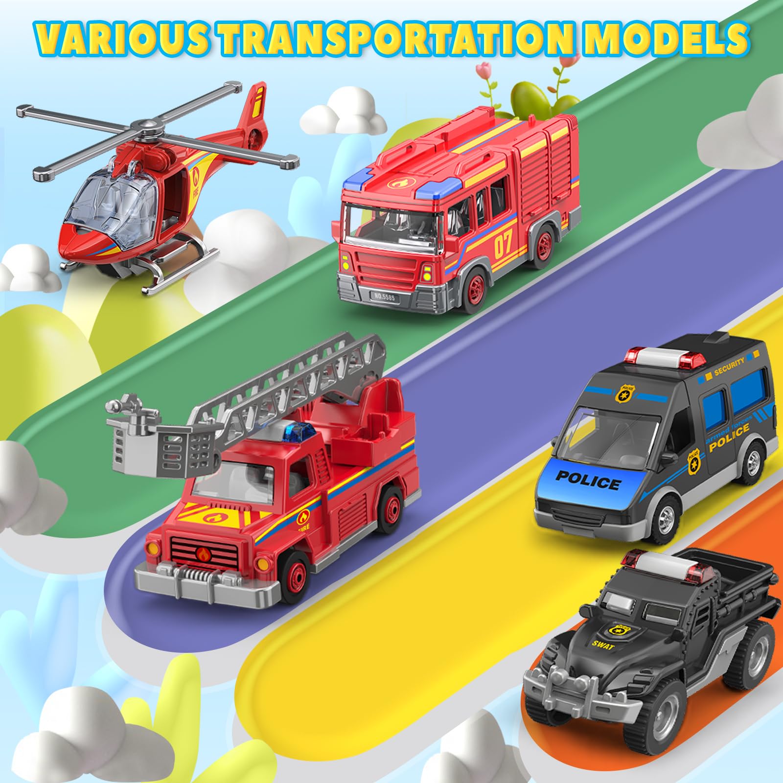 BAODLON fire trucks bring dramatic emergency scenes to life for kids.