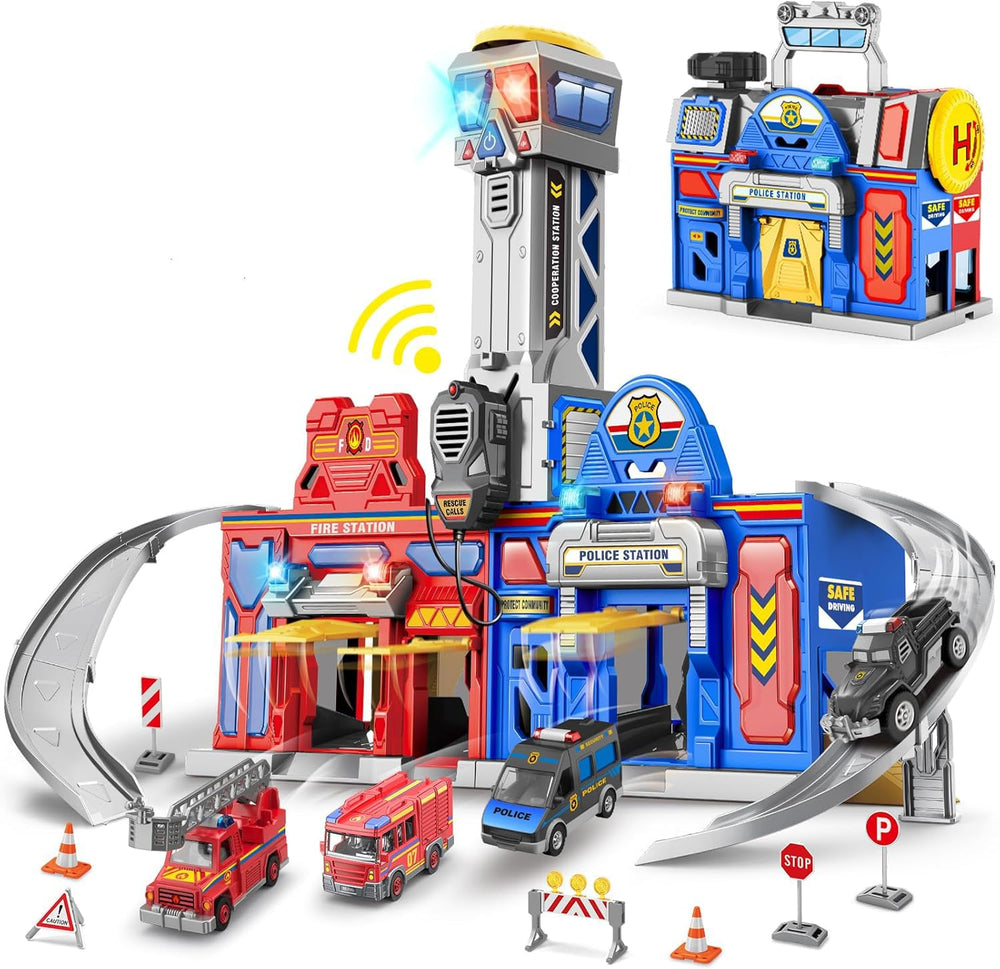 BAODLON large city action track station enhances imaginative play and motor skills.