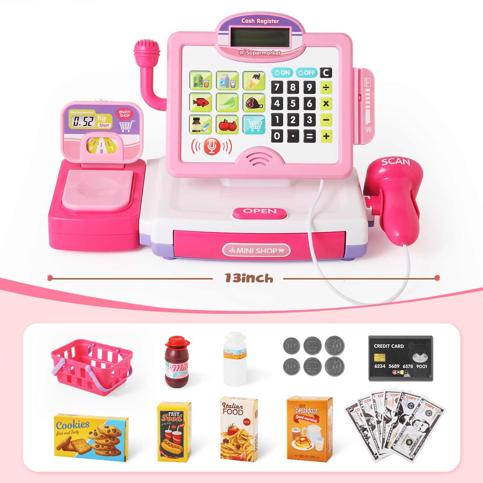 Baodlon pink cash register showing sound effects during play