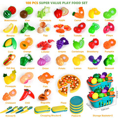 BAODLON play food set featuring 82 pretend pieces for imaginative meals.
