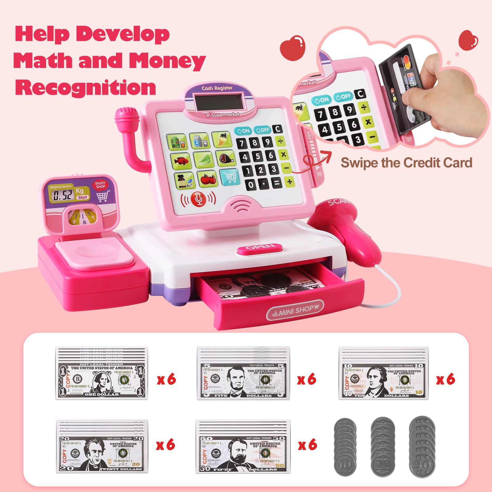 Baodlon play money and coins set for basic counting practice
