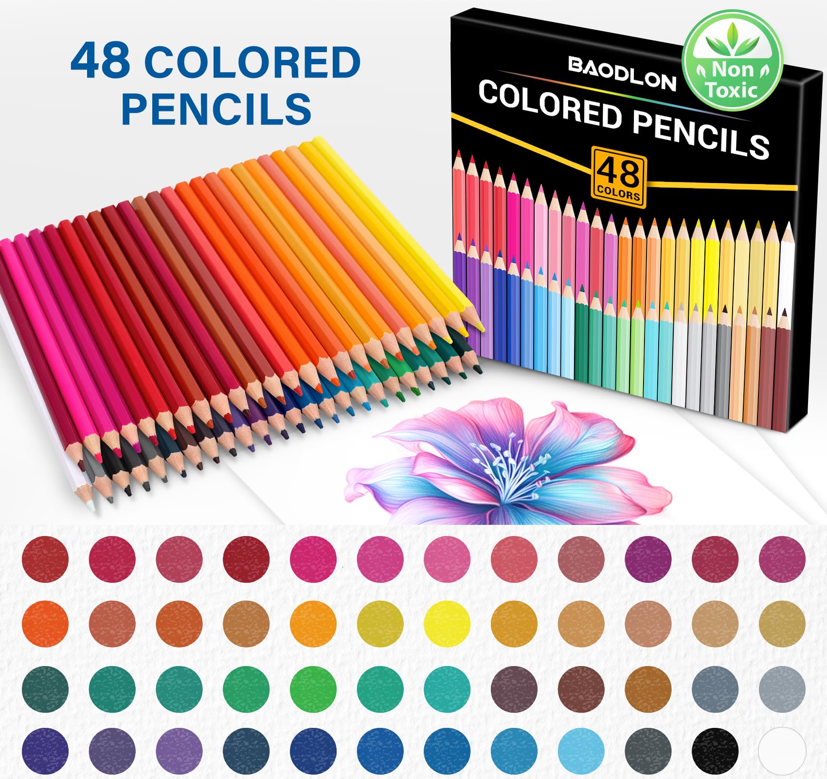 BAODLON pre-sharpened pencils close-up highlighting smooth lead ideal for quick sketches