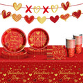 Baolaiballoon Valentine’s dinner plates with red hearts for a romantic dining setup.