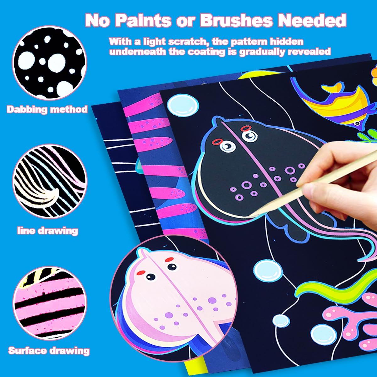 BAOXUE scratch art wooden stylus provides precise control for kids' art projects.