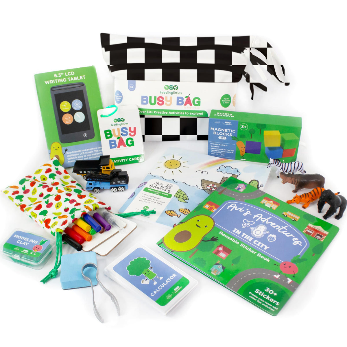 BapronBaby Feeding Littles Busy Bag with black checkerboard design for portable, distraction-free play.