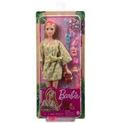 Barbie 11-jointed doll allows lifelike posing for spa time.