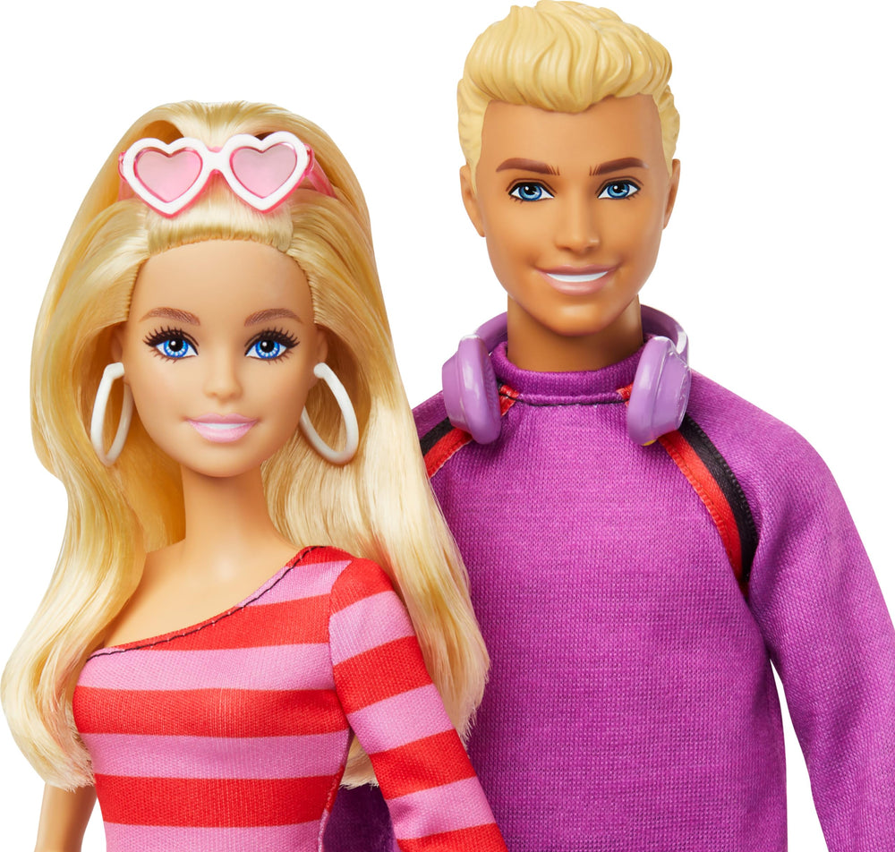 Barbie 1980s-inspired pink striped top and denim shorts for fashionable play.