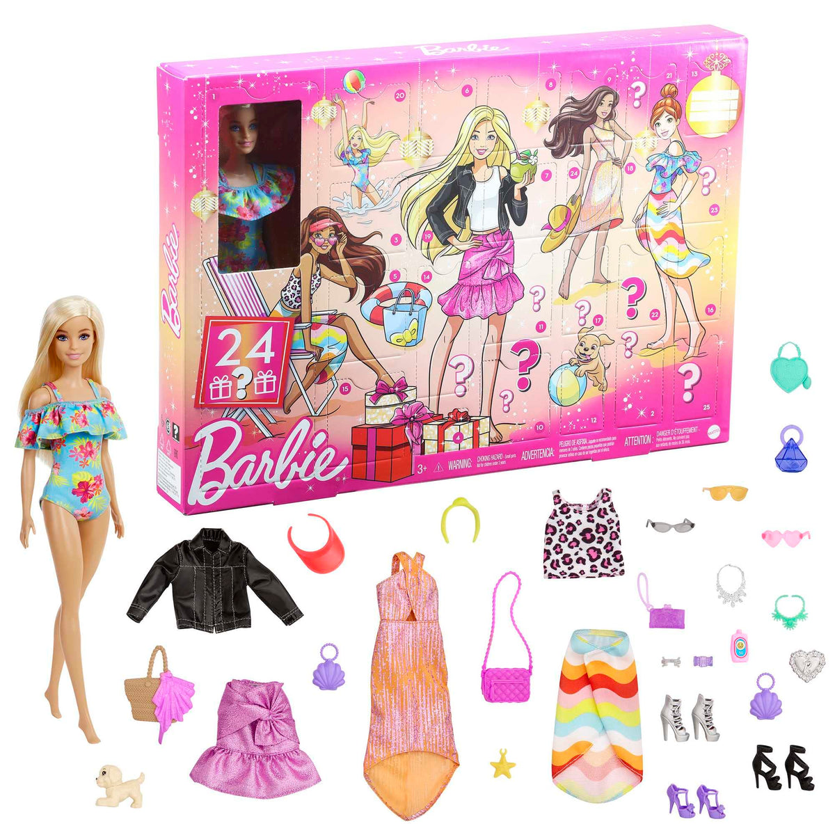 Barbie Advent Calendar with 12-inch Barbie doll ready for imaginative play