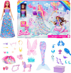 Barbie Advent Calendar doll with pink hair for imaginative daily play
