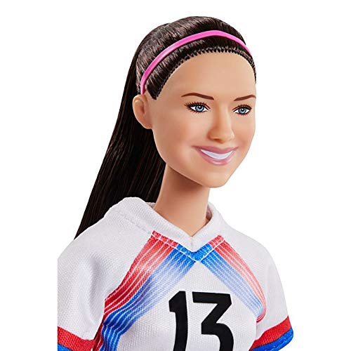 Barbie Alex Morgan doll with soccer ball for on-field play