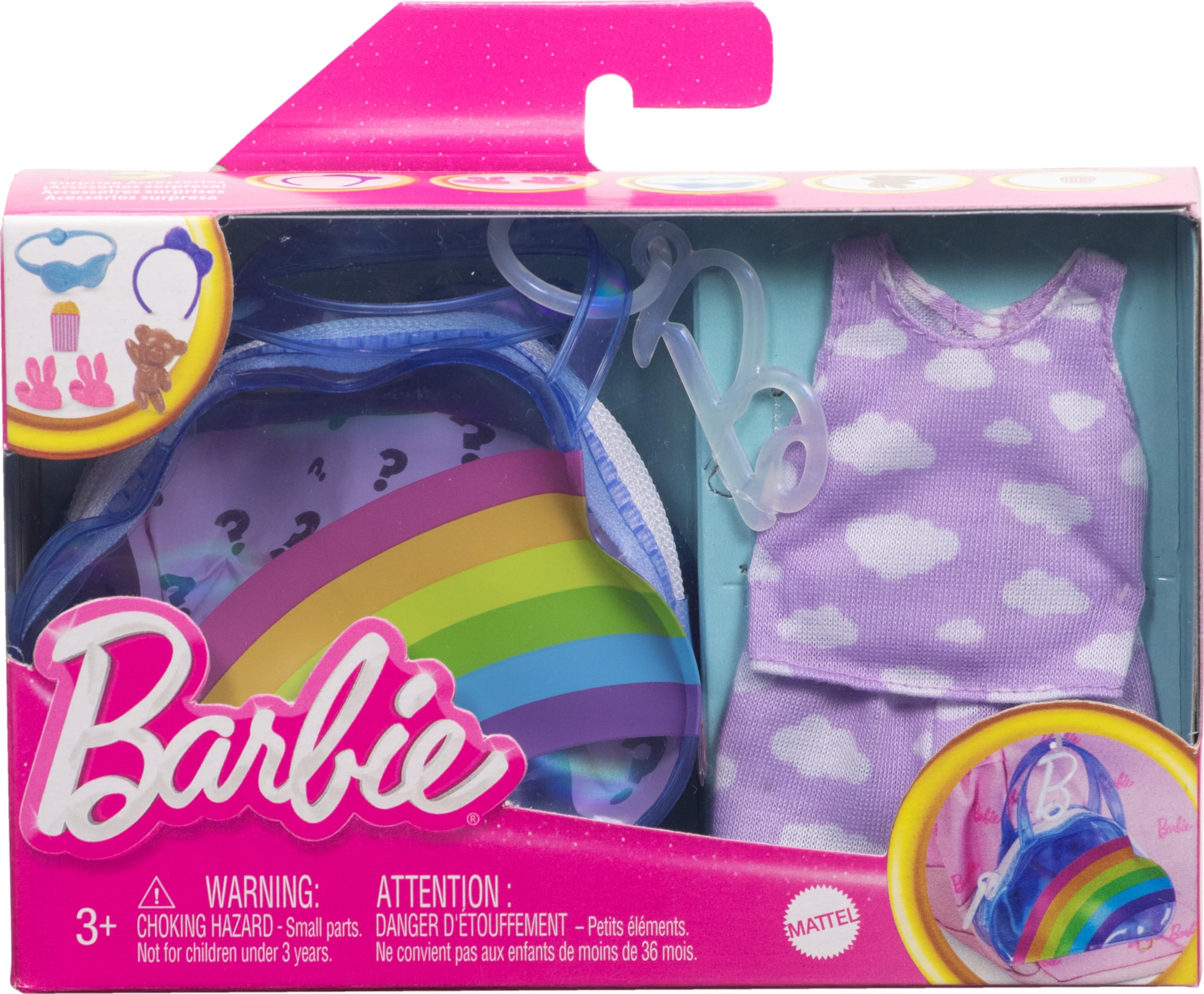 Barbie accessory bag with zipper and B-clip for secure carry
