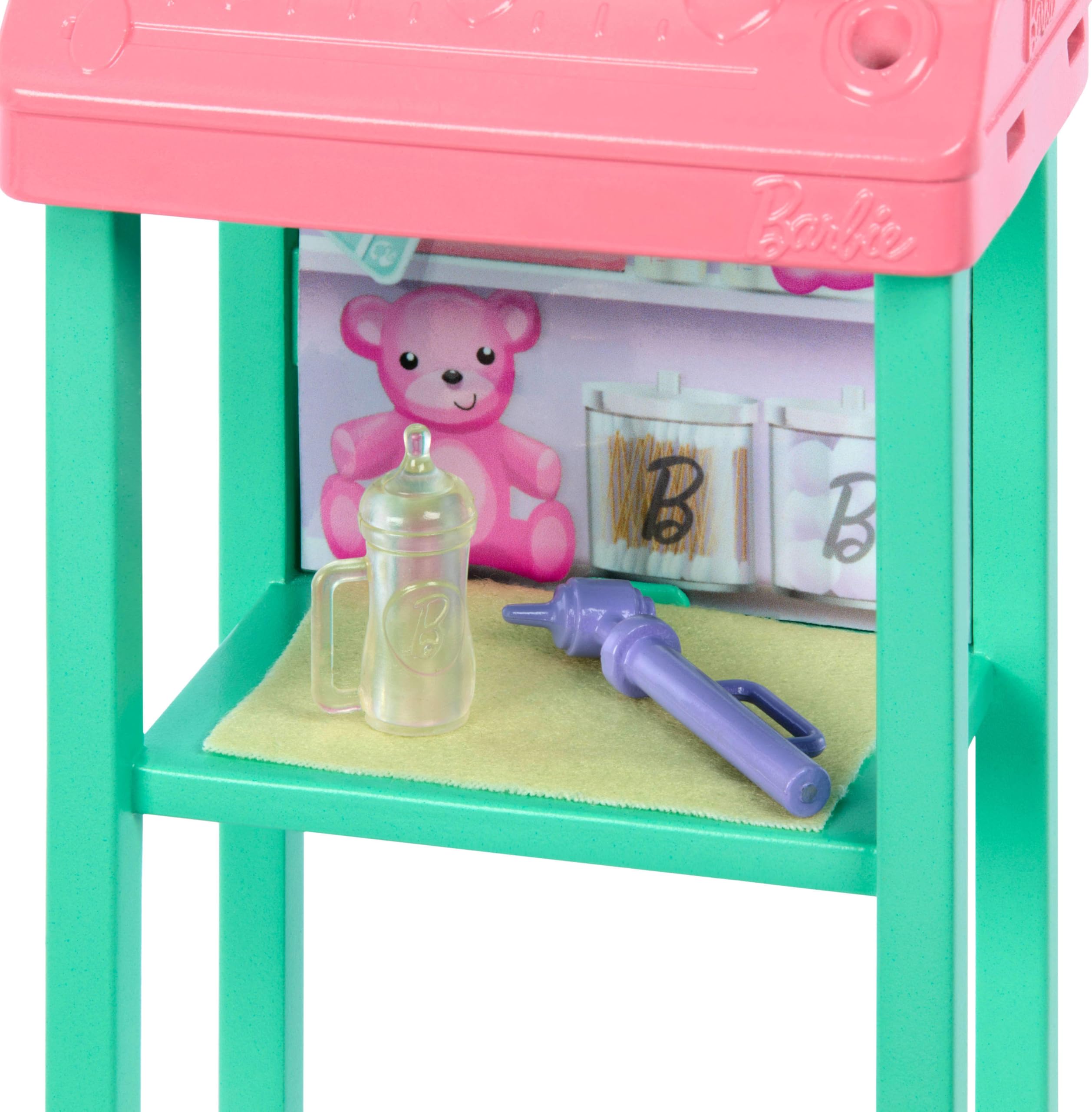 Accessories including bottle and stethoscope for a pretend clinic