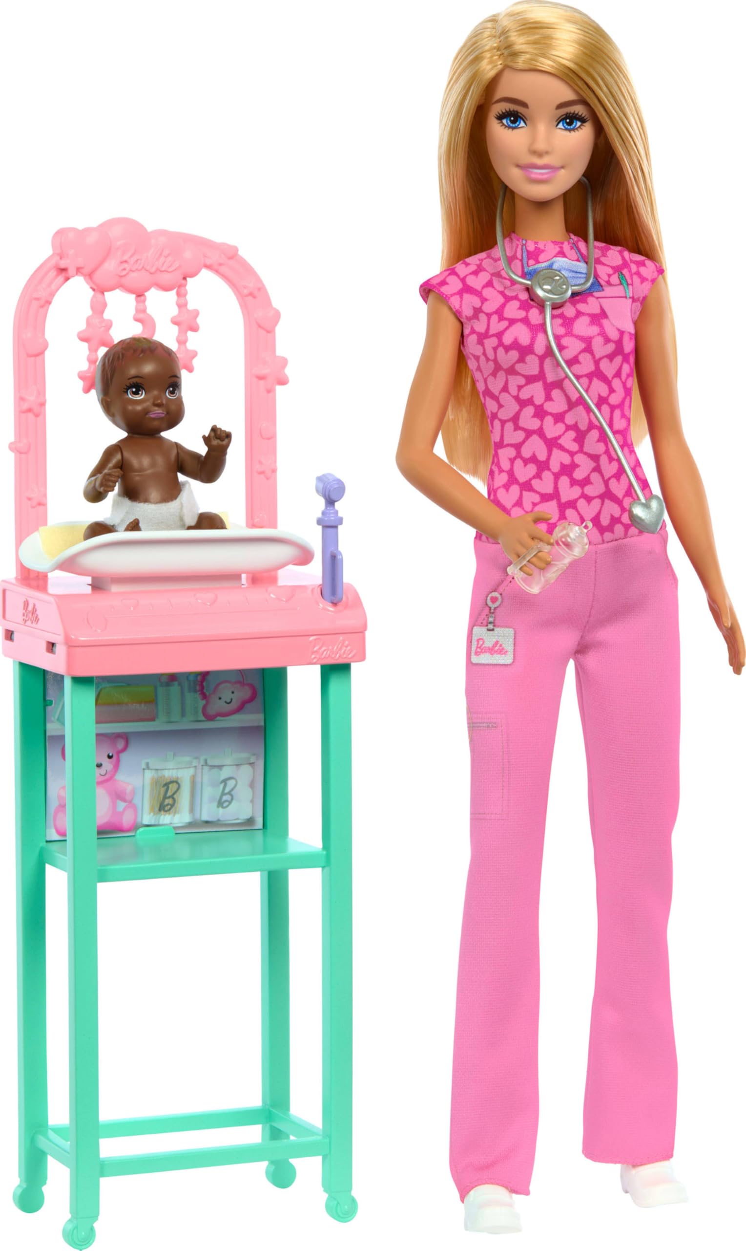 Barbie Baby Doctor stethoscope close‑up for nurturing pretend checkups