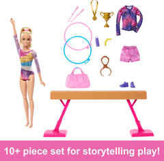 Barbie balance beam playset shown for floor routines and storytelling.