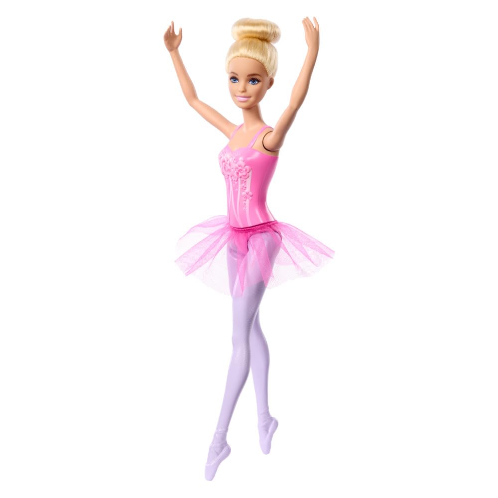 Barbie ballerina doll with flower-decorated bodice for stylish ballet scenes.
