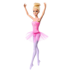 Barbie ballerina doll with flower-decorated bodice for stylish ballet scenes.