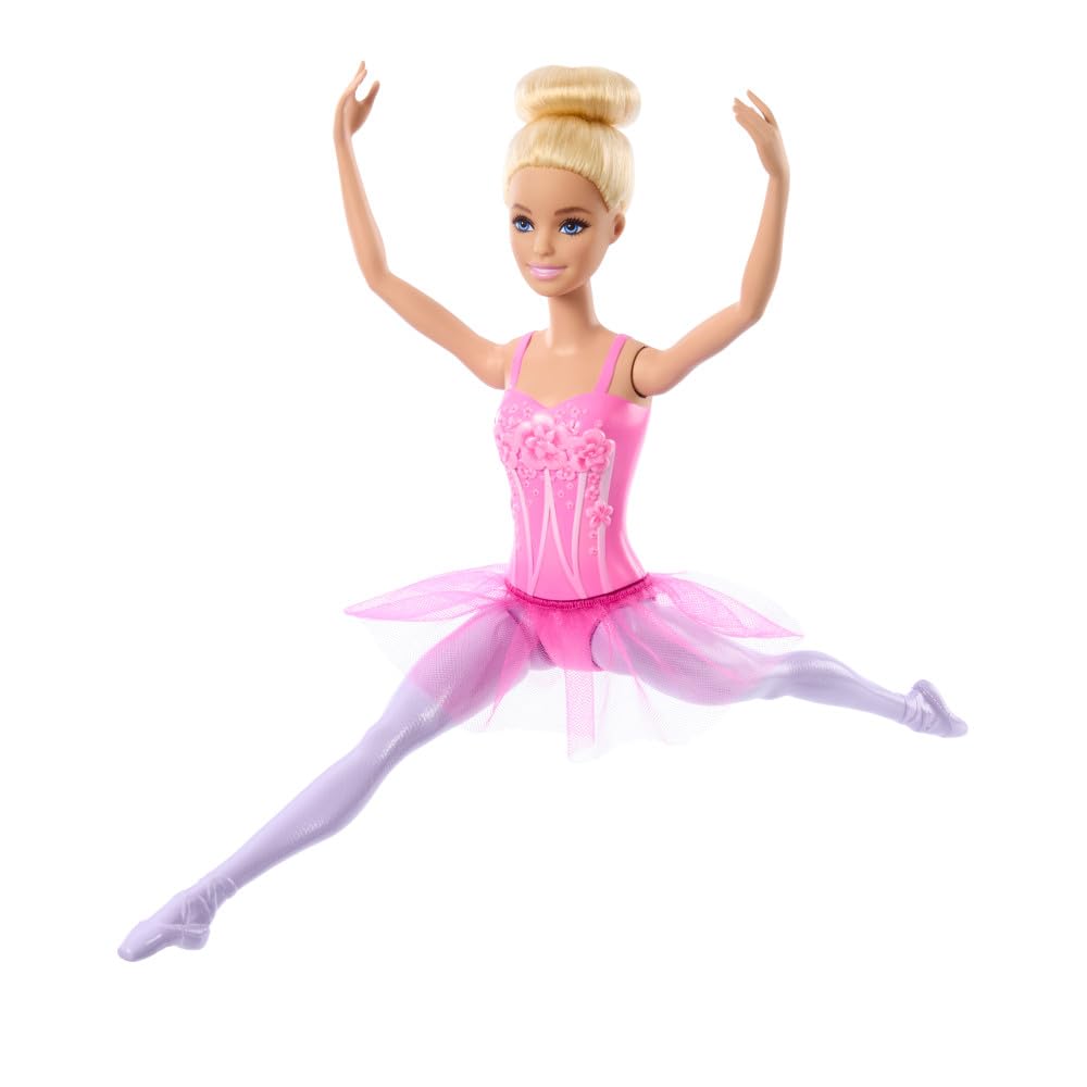 Barbie ballerina doll with top-knot bun for rehearsal-ready looks.