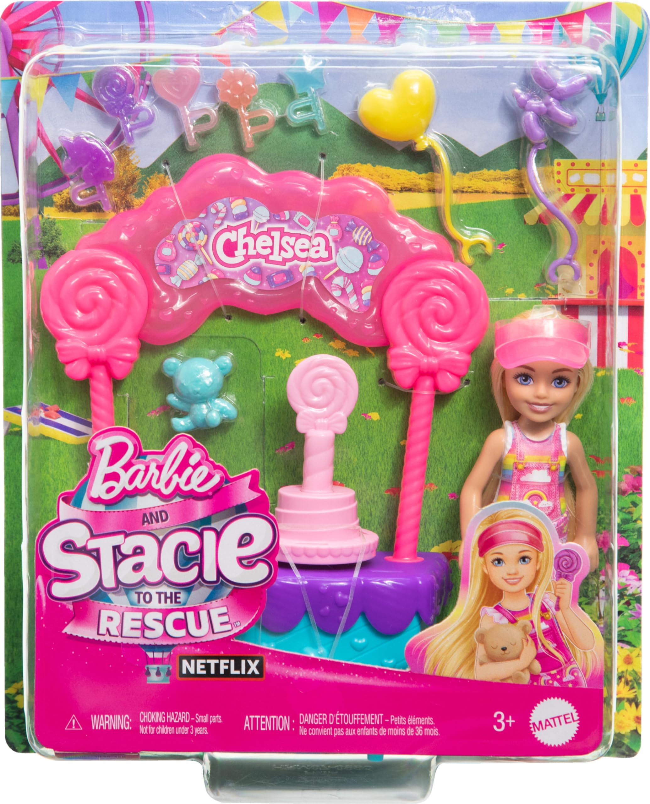 Barbie balloons and accessories fit doll hands for celebratory scenes.
