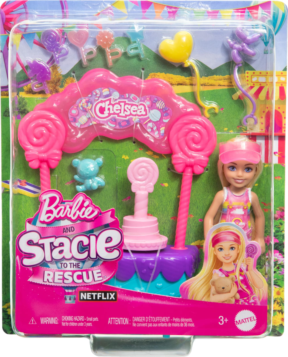 Barbie balloons and accessories fit doll hands for celebratory scenes.