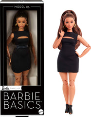 Barbie Basics Model 05 with brunette hair for flexible posing and stylish display.
