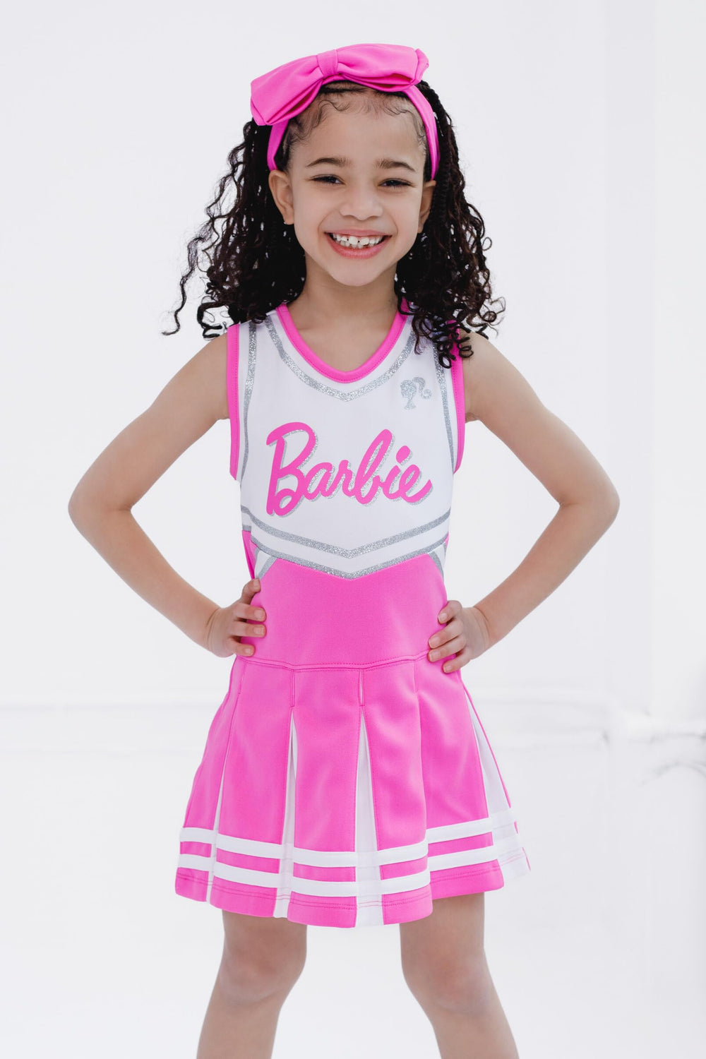 Barbie big girls cheerleader dress back view with easy pull-on fit.