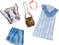 Barbie blue and white striped shirt dress, ideal for versatile play outfits and storytelling